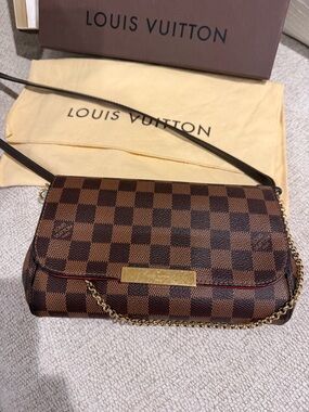 Louis Vuitton Brown Damier Ebene Crossbody with Gold Chain
